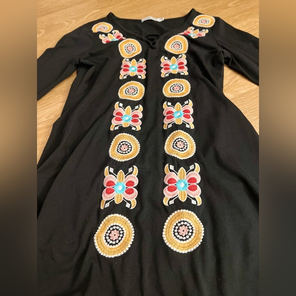 MISSLOOK Vintage Boho Geometric Floral Women Dress  Vibrant Embroidery - Picture 4 of 10